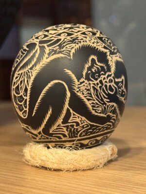 Salero de los Monos – Jícara Tallada y Pintada a Mano