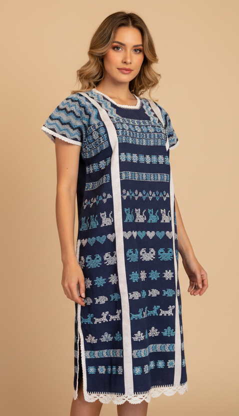 product-to-model-1764452303107 🐾 Huipil “Fauna del Río” – San Juan Colorado, Oaxaca